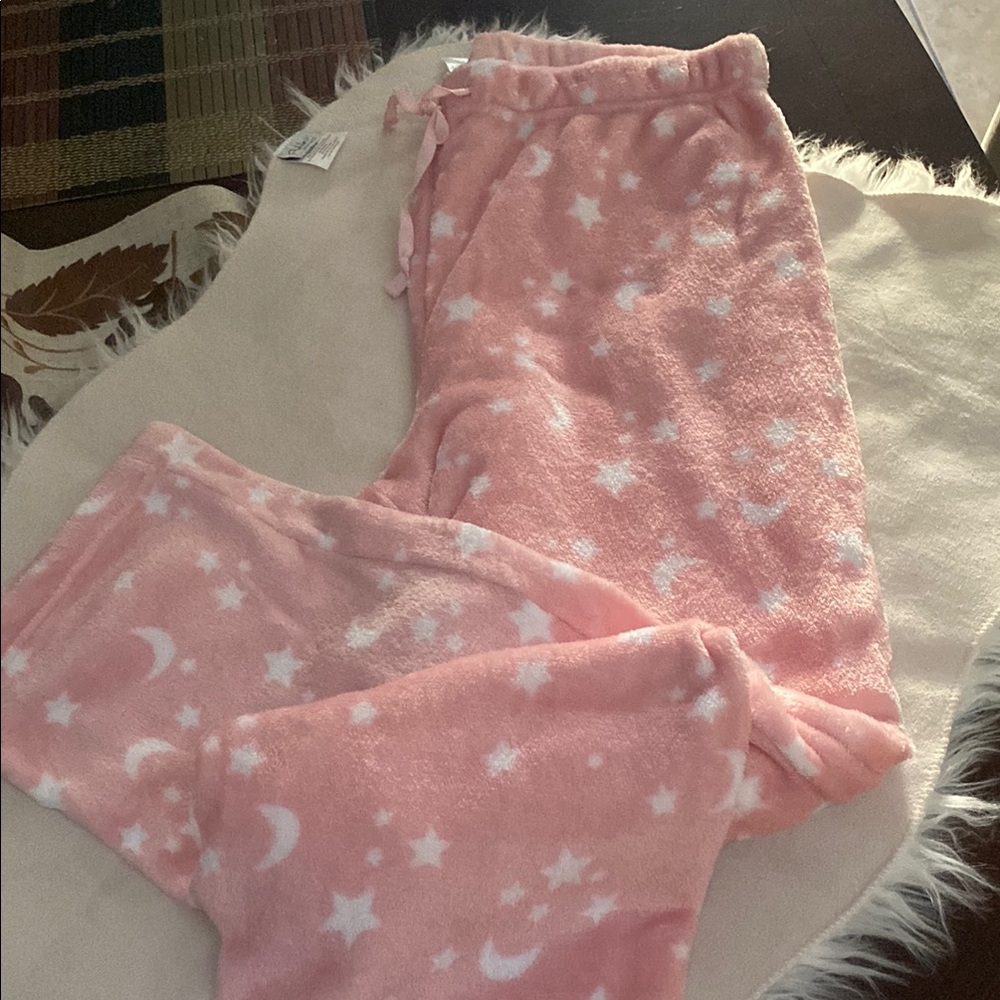 just be Pink Star & Moon Plush Pajama Bottoms